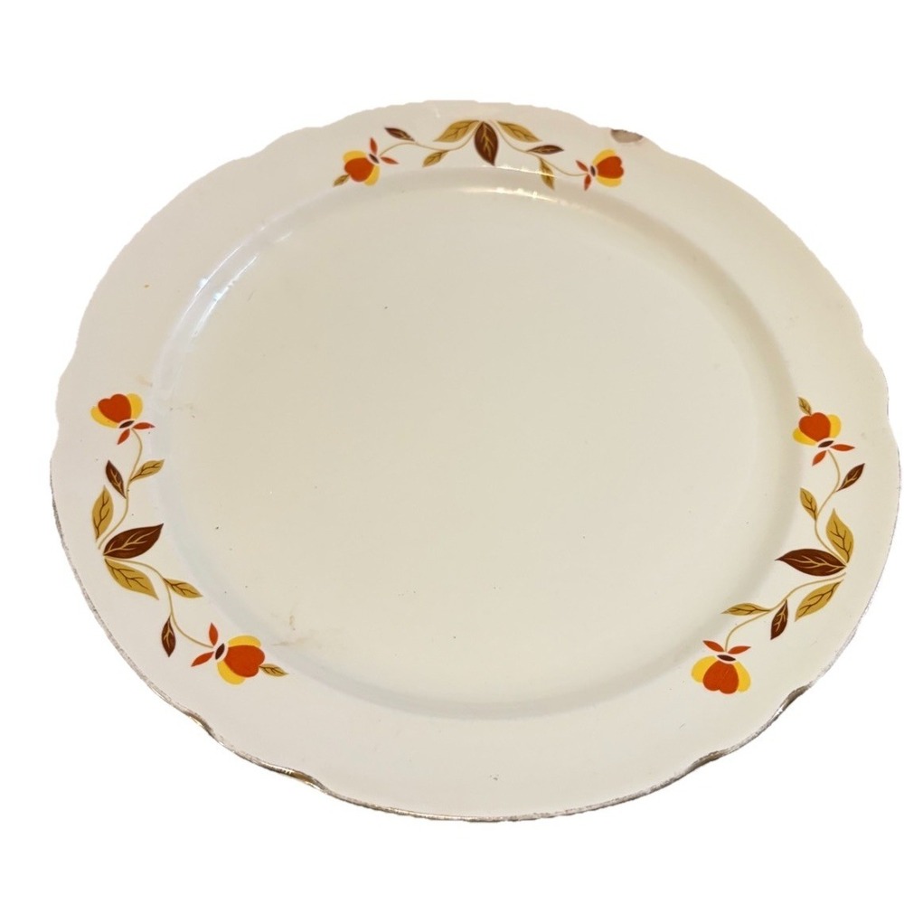 Vintage‎ Hall China Autumn Leaf Oval Serving Platter Orange Floral Pattern USA